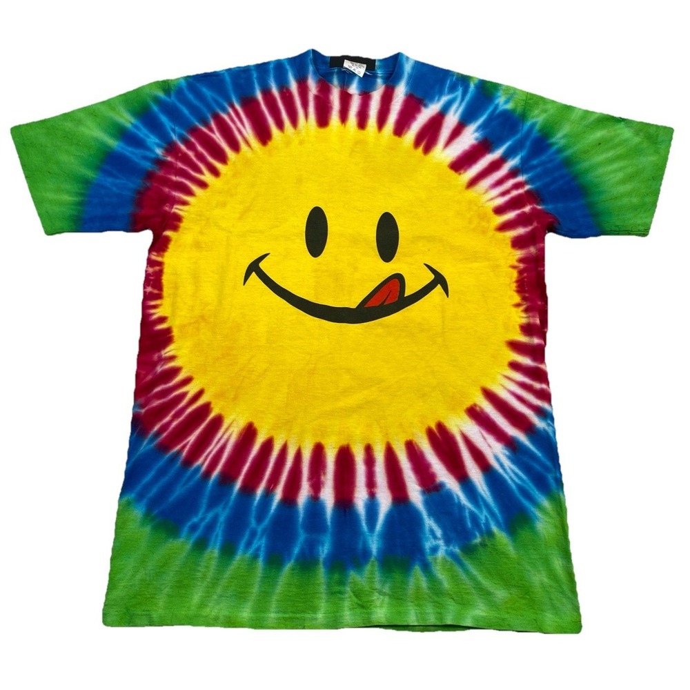 Vintage Joe Boxer Tie Dye Smiley Face T-Shirt Single Stitch One Size Fits All